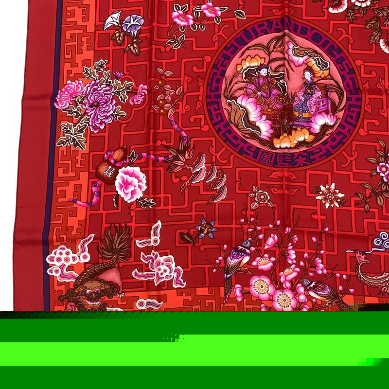 HERMES Carre 90 Silk Scarf Turandot Red Box Included