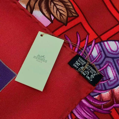 HERMES Carre 90 Silk Scarf Turandot Red Box Included