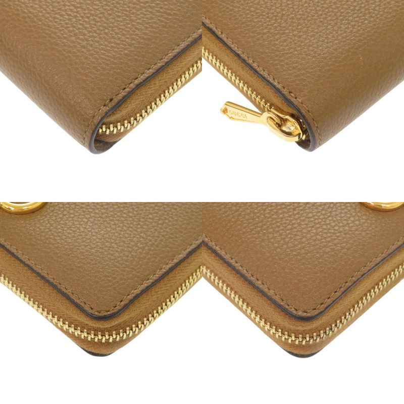 GUCCI Zumi 570661 Leather Brown Round Zipper-long Wallet 0061 GUCCI