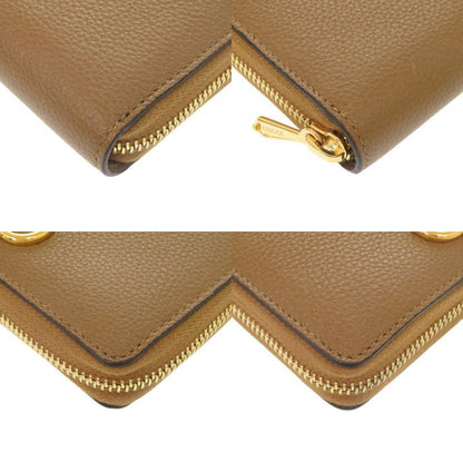 GUCCI Zumi 570661 Leather Brown Round Zipper-long Wallet 0061 GUCCI
