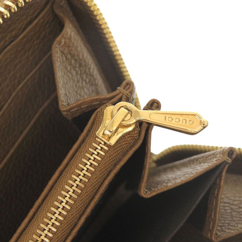 GUCCI Zumi 570661 Leather Brown Round Zipper-long Wallet 0061 GUCCI