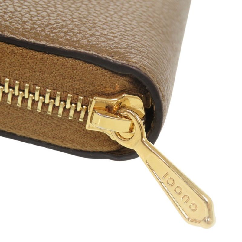 GUCCI Zumi 570661 Leather Brown Round Zipper-long Wallet 0061 GUCCI