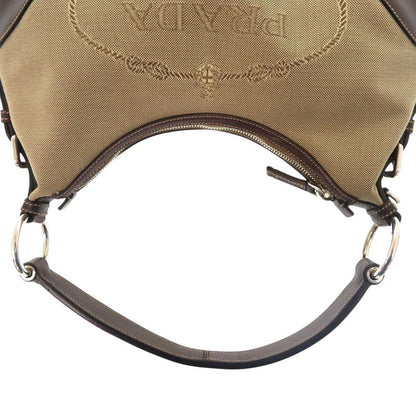 PRADA Logo Jacquard Canvas Br3429 Silver Hardware Semi Shoulder One Shoulder