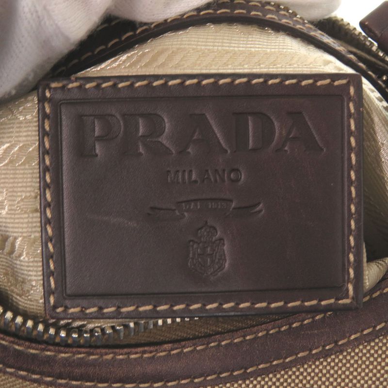 PRADA Logo Jacquard Canvas Br3429 Silver Hardware Semi Shoulder One Shoulder