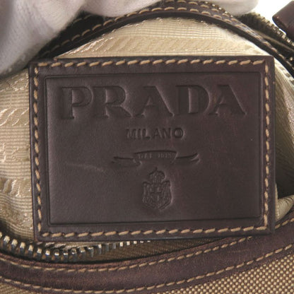PRADA Logo Jacquard Canvas Br3429 Silver Hardware Semi Shoulder One Shoulder