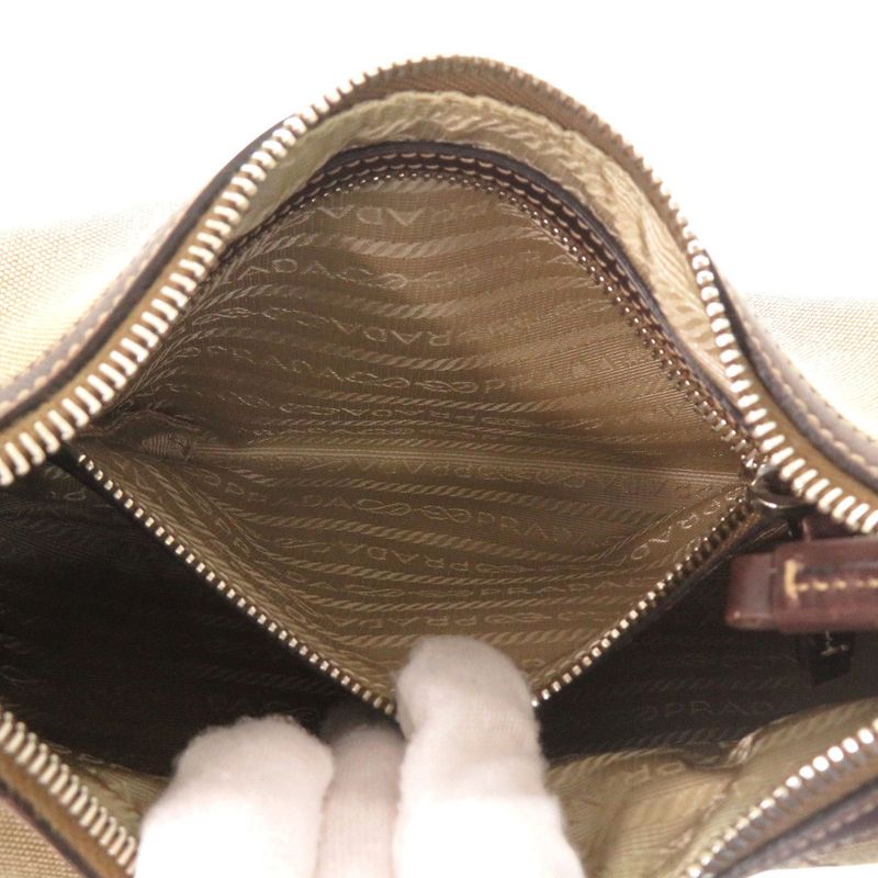 PRADA Logo Jacquard Canvas Br3429 Silver Hardware Semi Shoulder One Shoulder