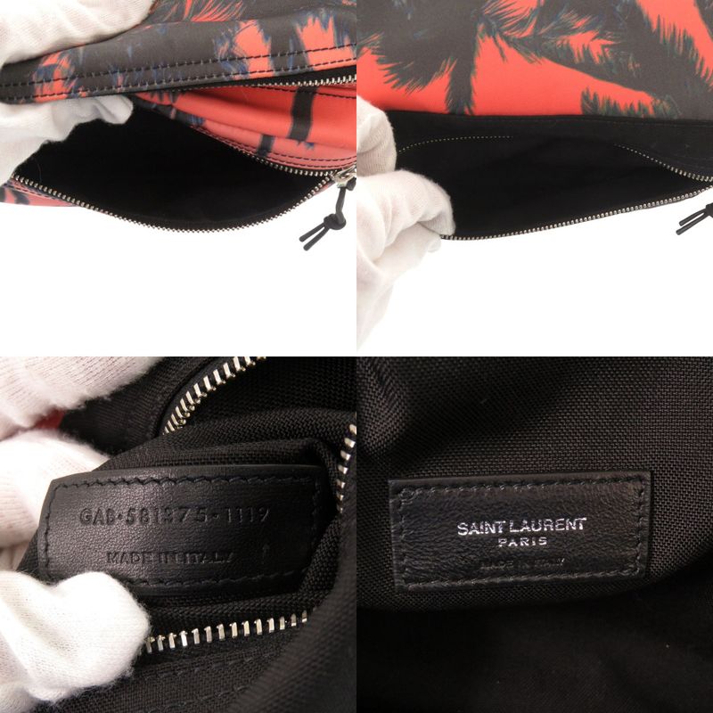 Saint Laurent Paris Palm Tree Pattern 581375 Nylon Pink Orange Body Bag 0529
