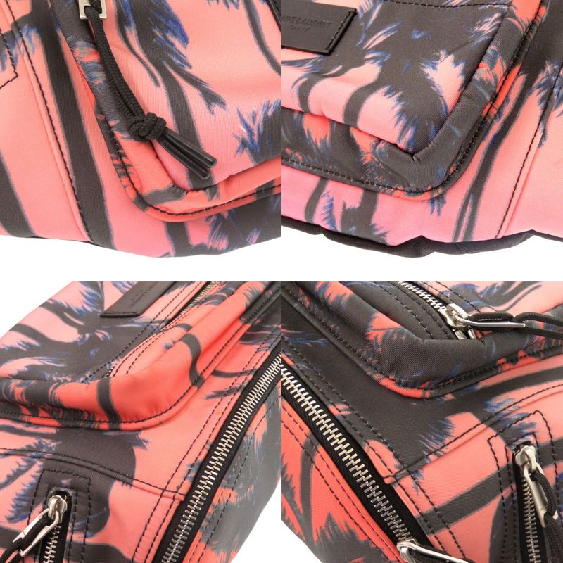 Saint Laurent Paris Palm Tree Pattern 581375 Nylon Pink Orange Body Bag 0529