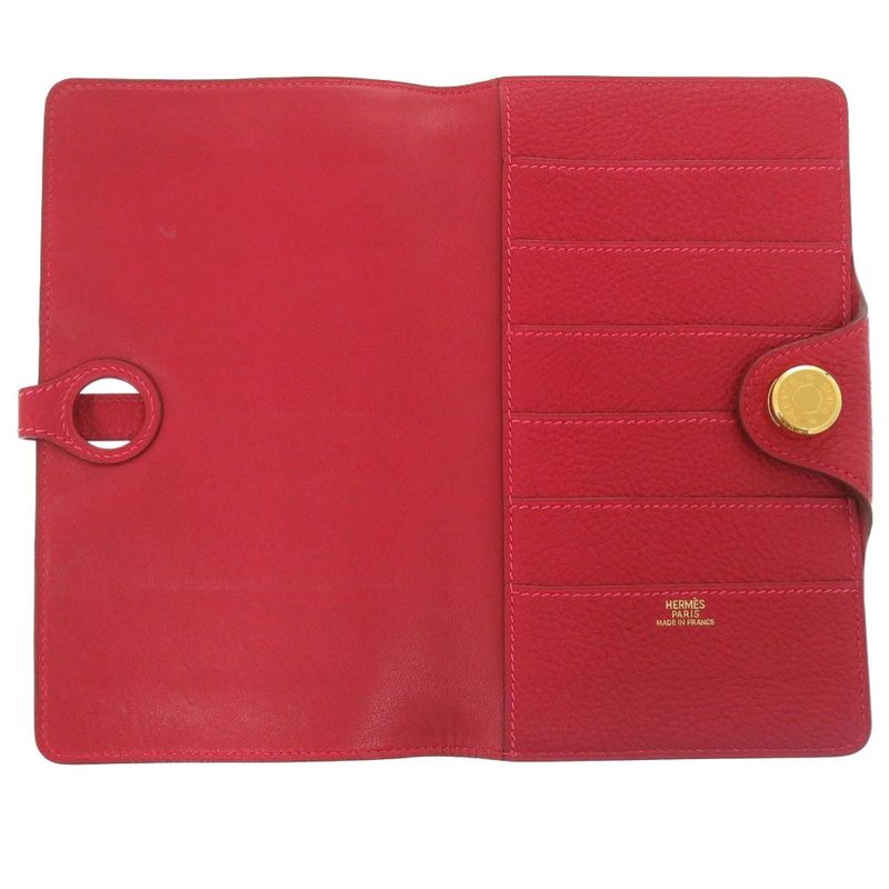 HERMES Dogon MM Togo Red Long Wallet 0026 HERMES
