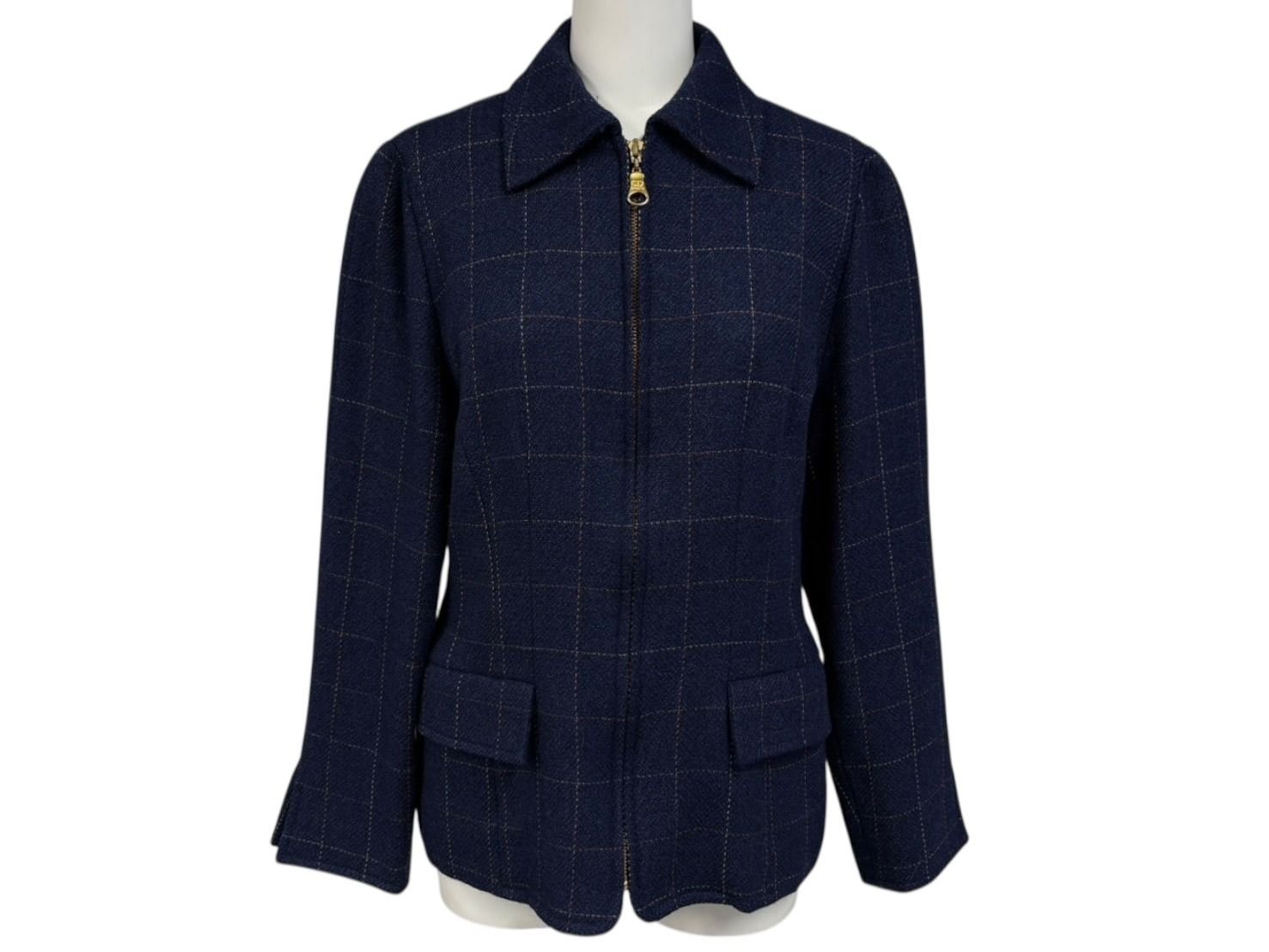 Dior Sports Plaid Wool Jacket Navy M