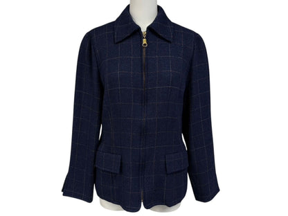 Dior Sports Plaid Wool Jacket Navy M