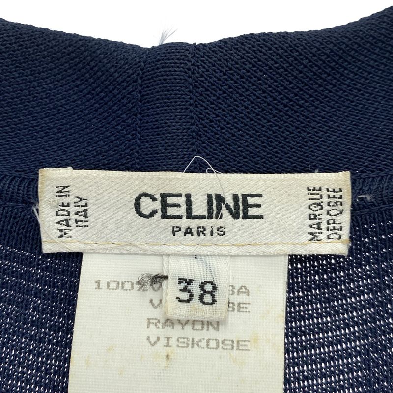 CELINE Vintage Rayon Long Jacket Coat Navy- 38