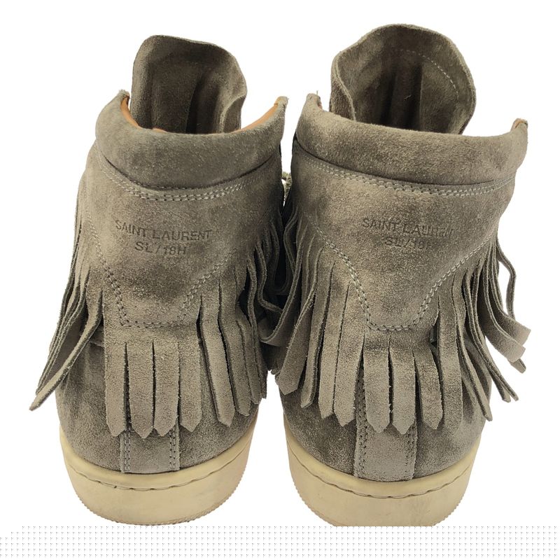 Saint Laurent Paris Suede Leather Fringe Sneakers 377333 Gray 37 1 2