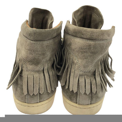 Saint Laurent Paris Suede Leather Fringe Sneakers 377333 Gray 37 1 2