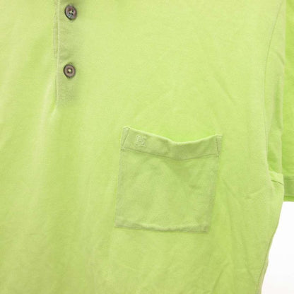 HERMES Polo Shirt Short Sleeve Pique Chest Pocket XL Yellow Green JS • GY18