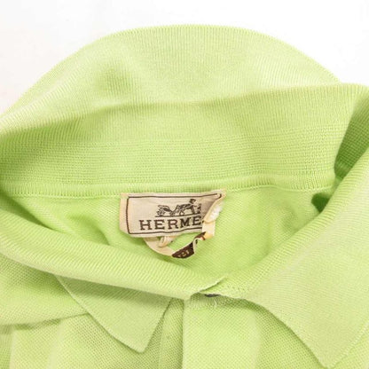 HERMES Polo Shirt Short Sleeve Pique Chest Pocket XL Yellow Green JS • GY18