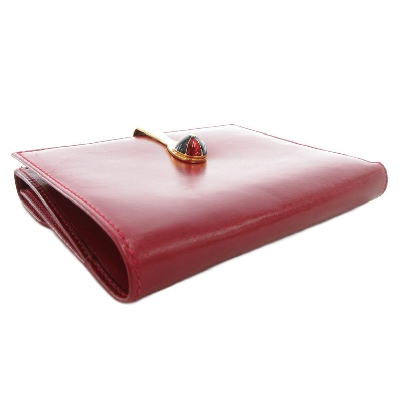 GUCCI Bifold Wallet Compact Leather Genuine Leather Red FF • GY18