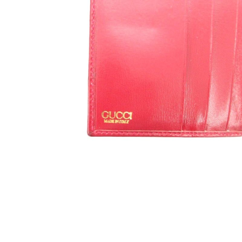GUCCI Bifold Wallet Compact Leather Genuine Leather Red FF • GY18
