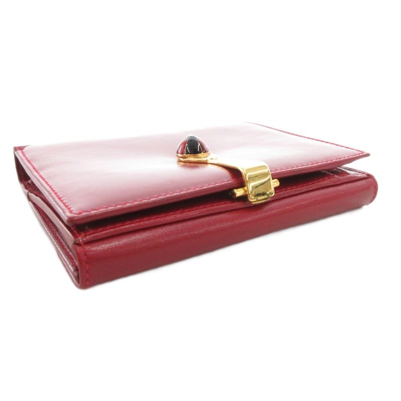 GUCCI Bifold Wallet Compact Leather Genuine Leather Red FF • GY18