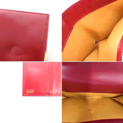 GUCCI Bifold Wallet Compact Leather Genuine Leather Red FF • GY18
