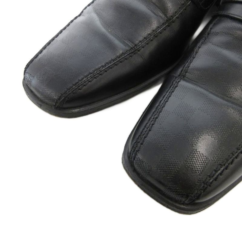 Louis Vuitton St1026 Damier Business Shoes Leather 6 Black Square Toe Strap FF