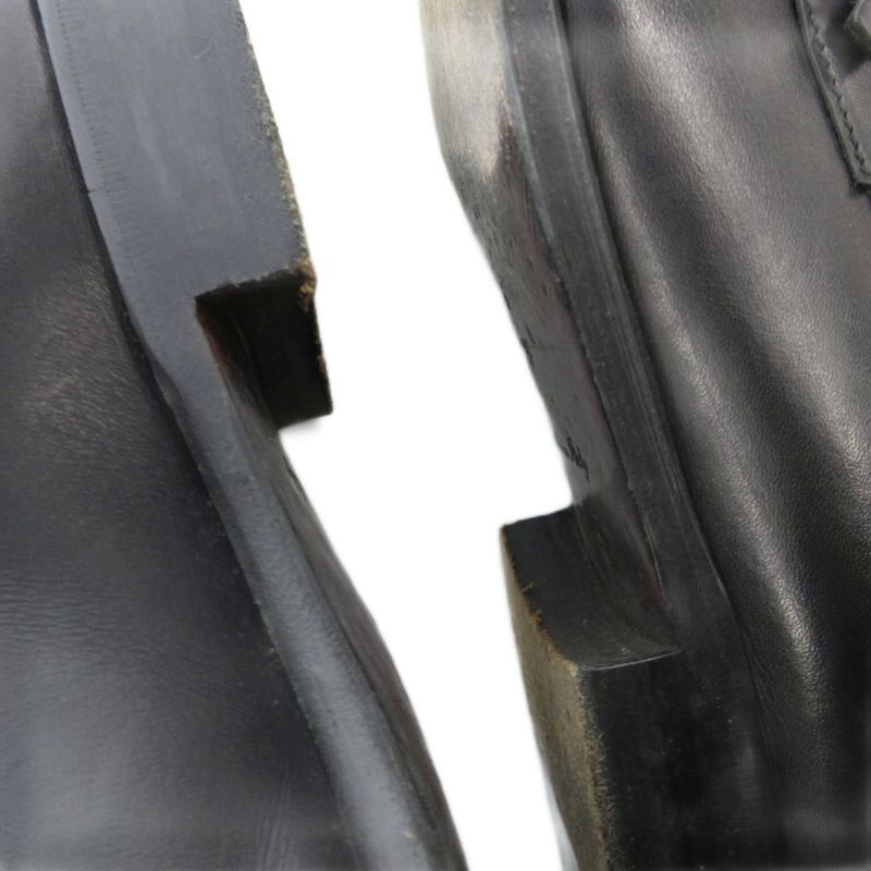 Louis Vuitton St1026 Damier Business Shoes Leather 6 Black Square Toe Strap FF