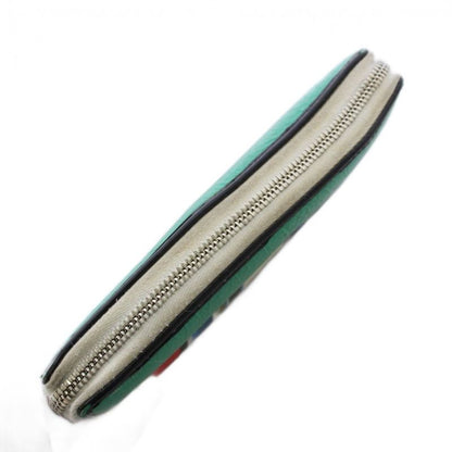 BALENCIAGA Bazaar Paris Round Zipper Long Wallet Leather Green 443655 KH • OH