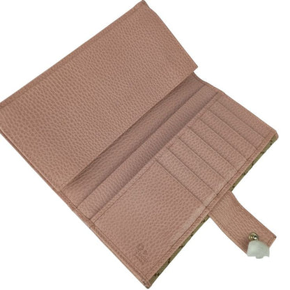 GUCCI Wallet W Hook Bifold Long Wallet 231841 Vegetable Pink GG Canvas X