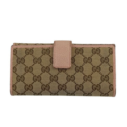 GUCCI Wallet W Hook Bifold Long Wallet 231841 Vegetable Pink GG Canvas X