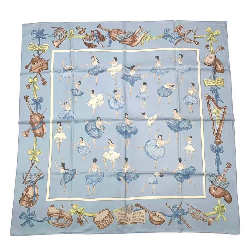 HERMES Carre 90 La Dance Ballet Dancer Ballerina Scarf Silk Blue