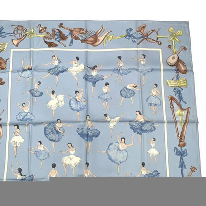 HERMES Carre 90 La Dance Ballet Dancer Ballerina Scarf Silk Blue