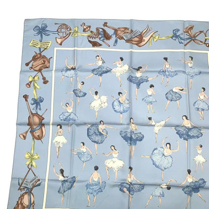 HERMES Carre 90 La Dance Ballet Dancer Ballerina Scarf Silk Blue