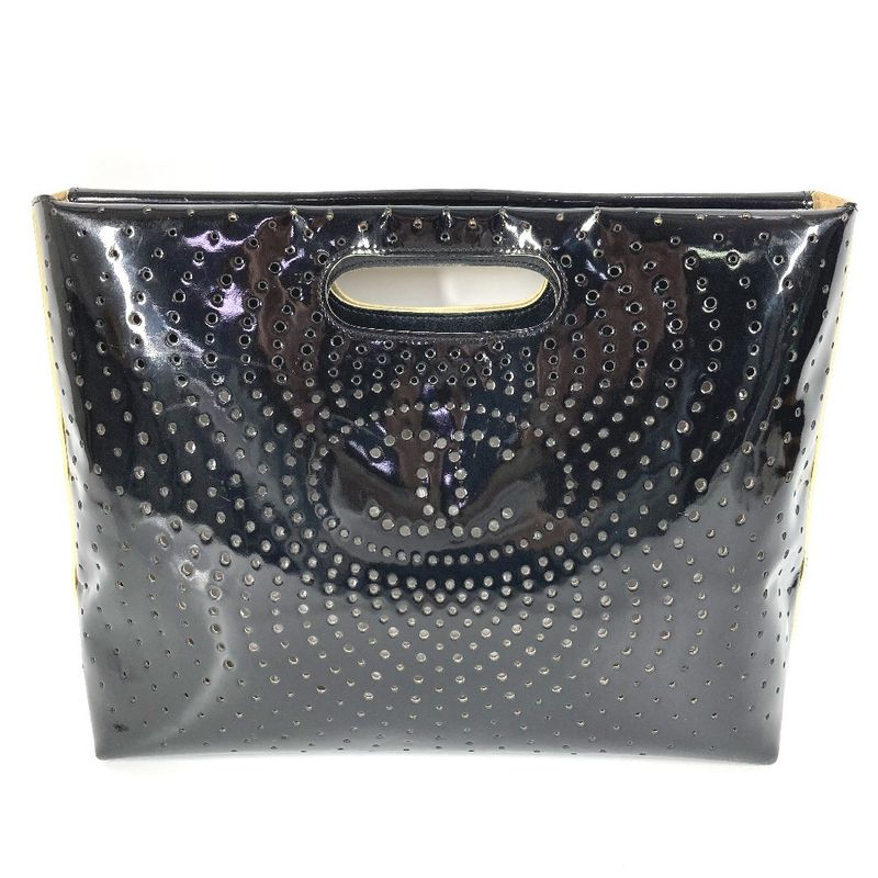 CHANEL Handbag Punching CC Coco Mark Logo Enamel Black