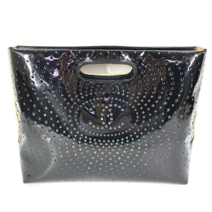 CHANEL Handbag Punching CC Coco Mark Logo Enamel Black