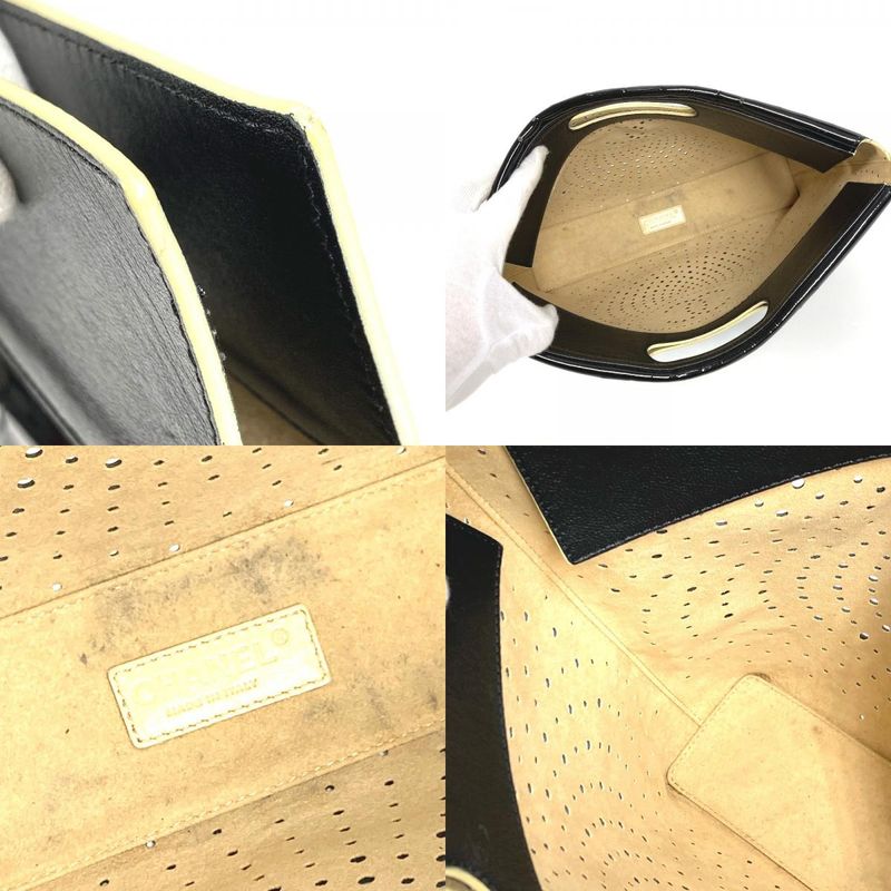 CHANEL Handbag Punching CC Coco Mark Logo Enamel Black