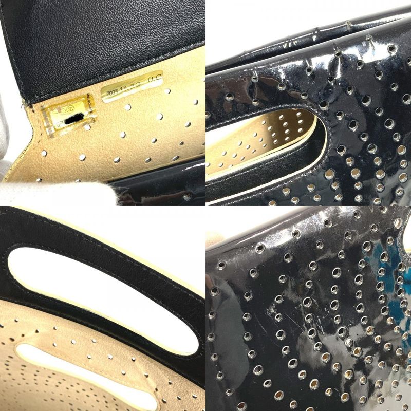 CHANEL Handbag Punching CC Coco Mark Logo Enamel Black