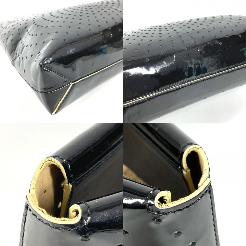 CHANEL Handbag Punching CC Coco Mark Logo Enamel Black