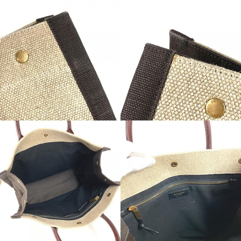 Saint Laurent Paris Handbag Noe Rive Gauche 631682 Linen Brown