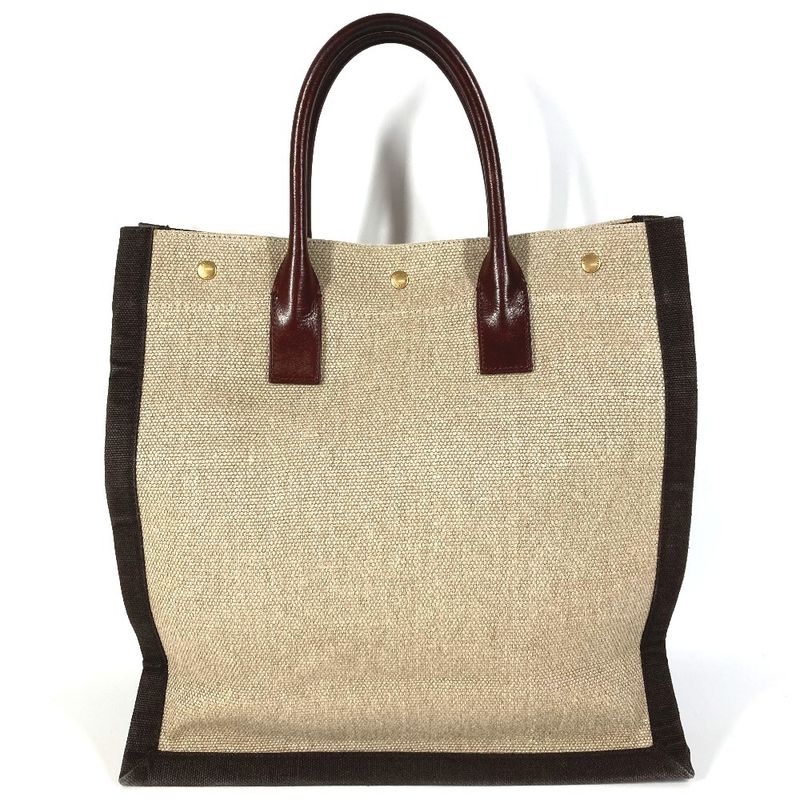 Saint Laurent Paris Handbag Noe Rive Gauche 631682 Linen Brown