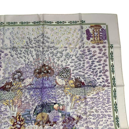 HERMES Scarf Carre 90 Silk Scarf Rencontre Oceane Atlantic Meeting Purple Box