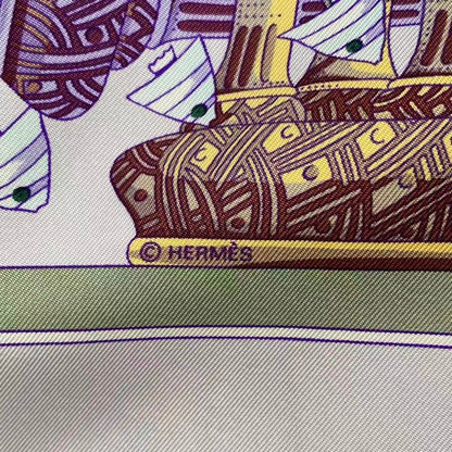 HERMES Scarf Carre 90 Silk Scarf Rencontre Oceane Atlantic Meeting Purple Box