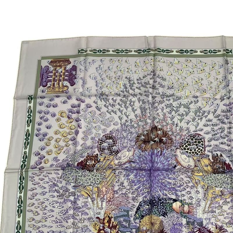 HERMES Scarf Carre 90 Silk Scarf Rencontre Oceane Atlantic Meeting Purple Box