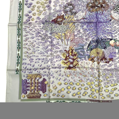 HERMES Scarf Carre 90 Silk Scarf Rencontre Oceane Atlantic Meeting Purple Box