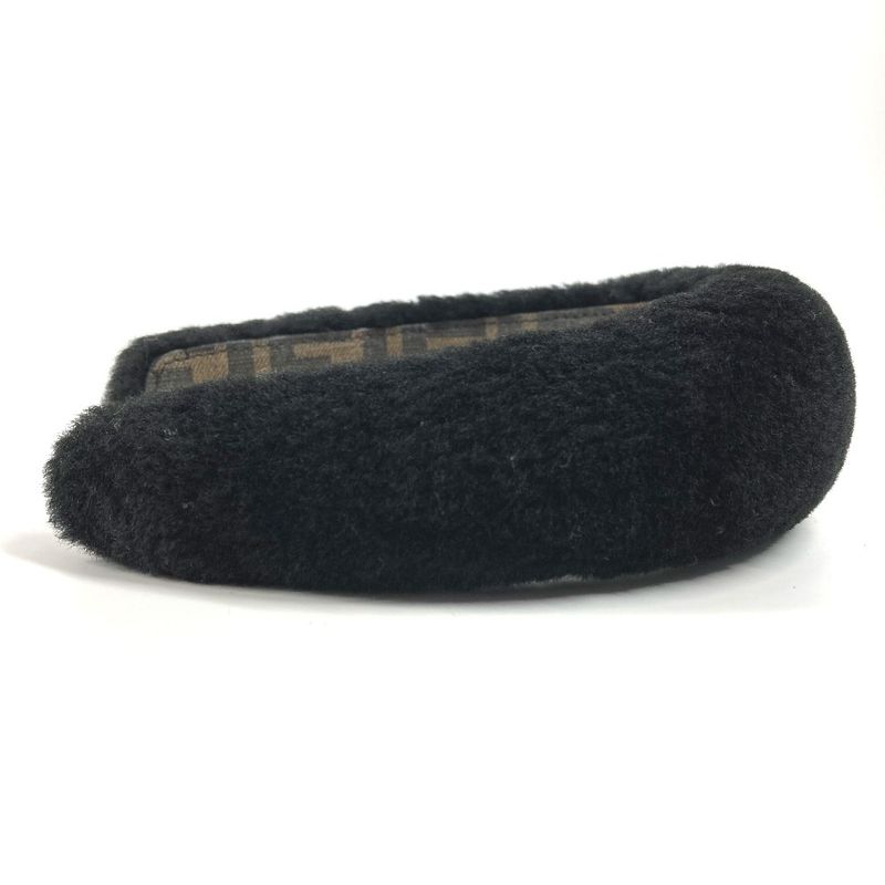 FENDI Headband Fur Mohair Zucca Logo Mohair Black