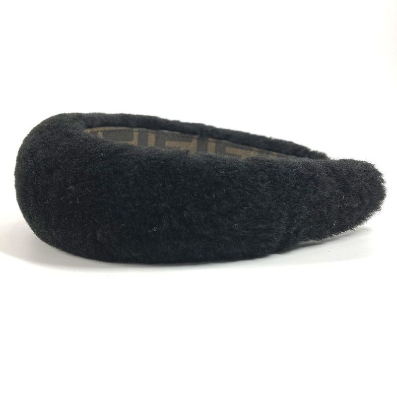 FENDI Headband Fur Mohair Zucca Logo Mohair Black
