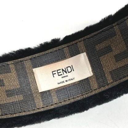 FENDI Headband Fur Mohair Zucca Logo Mohair Black