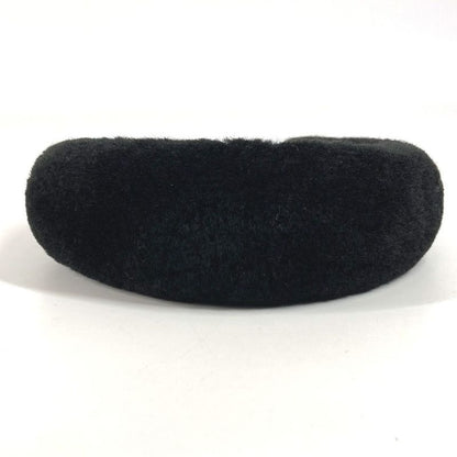 FENDI Headband Fur Mohair Zucca Logo Mohair Black