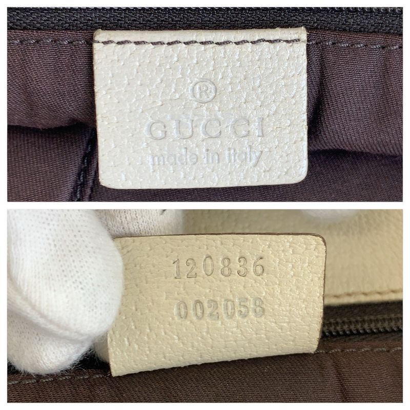 GUCCI Beige Brown Gold Hardware GG Canvas Leather 120836 Tote Bag Shoulder Bag