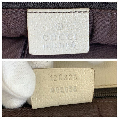 GUCCI Beige Brown Gold Hardware GG Canvas Leather 120836 Tote Bag Shoulder Bag