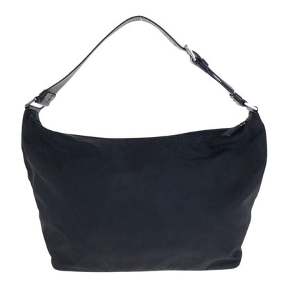 PRADA Tessuto Triangle Logo Plate Black Silver Hardware Nylon Leather Shoulder